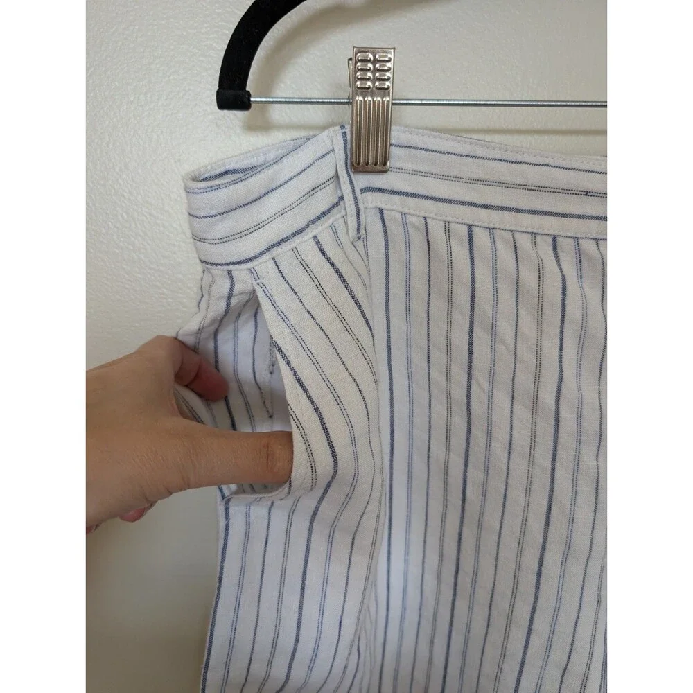 Madewell The Zoe Relaxed Wide Leg Linen Pants in Beachy Stripe sz 10